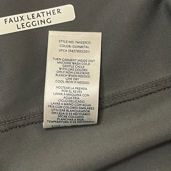 Seven7 Womens Faux Leather Legging Gun Metal Gray High Waisted Stretch Pull On L - Picture 9 of 9